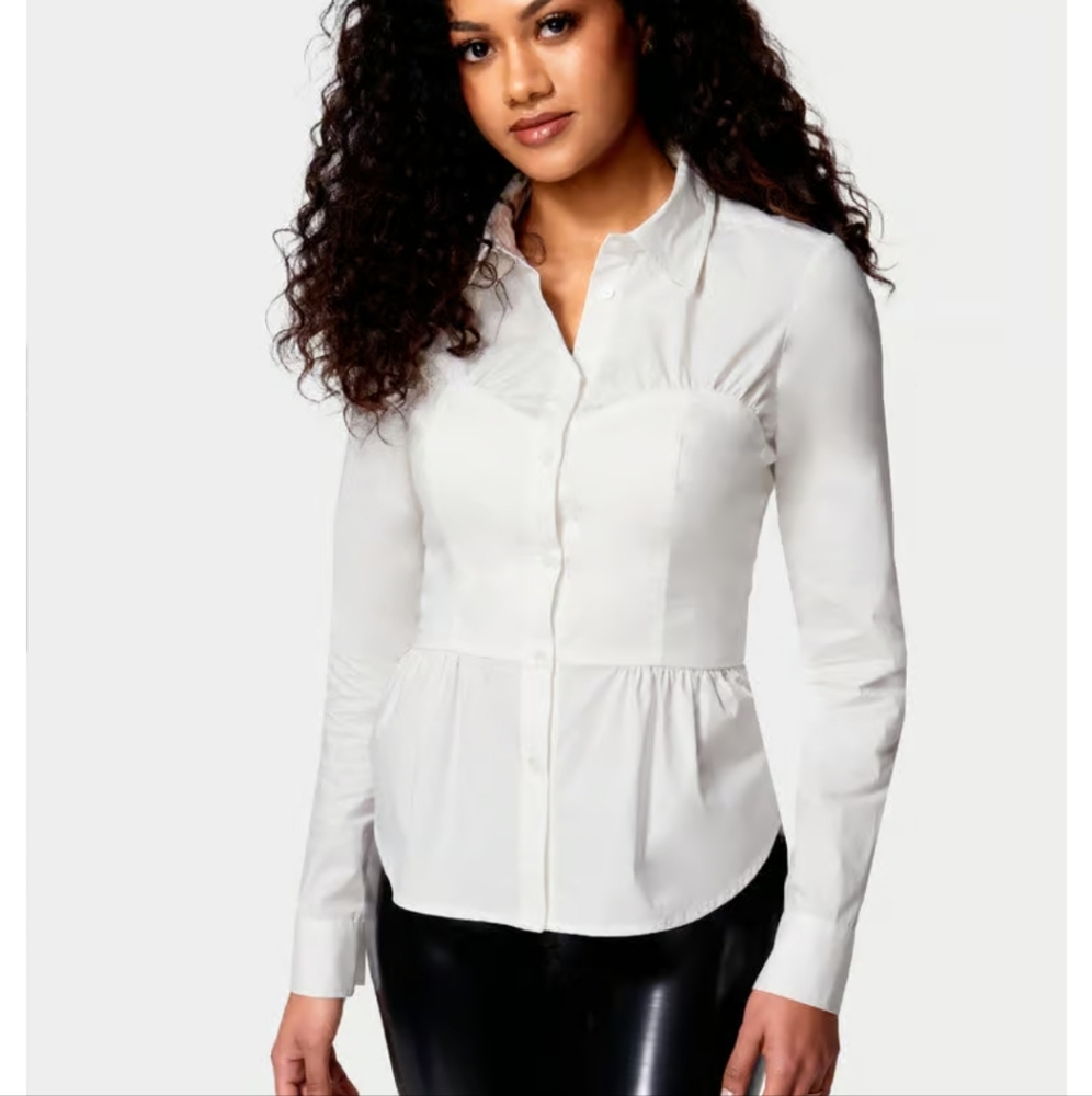 Bebe poplin bustier illusion blouse top